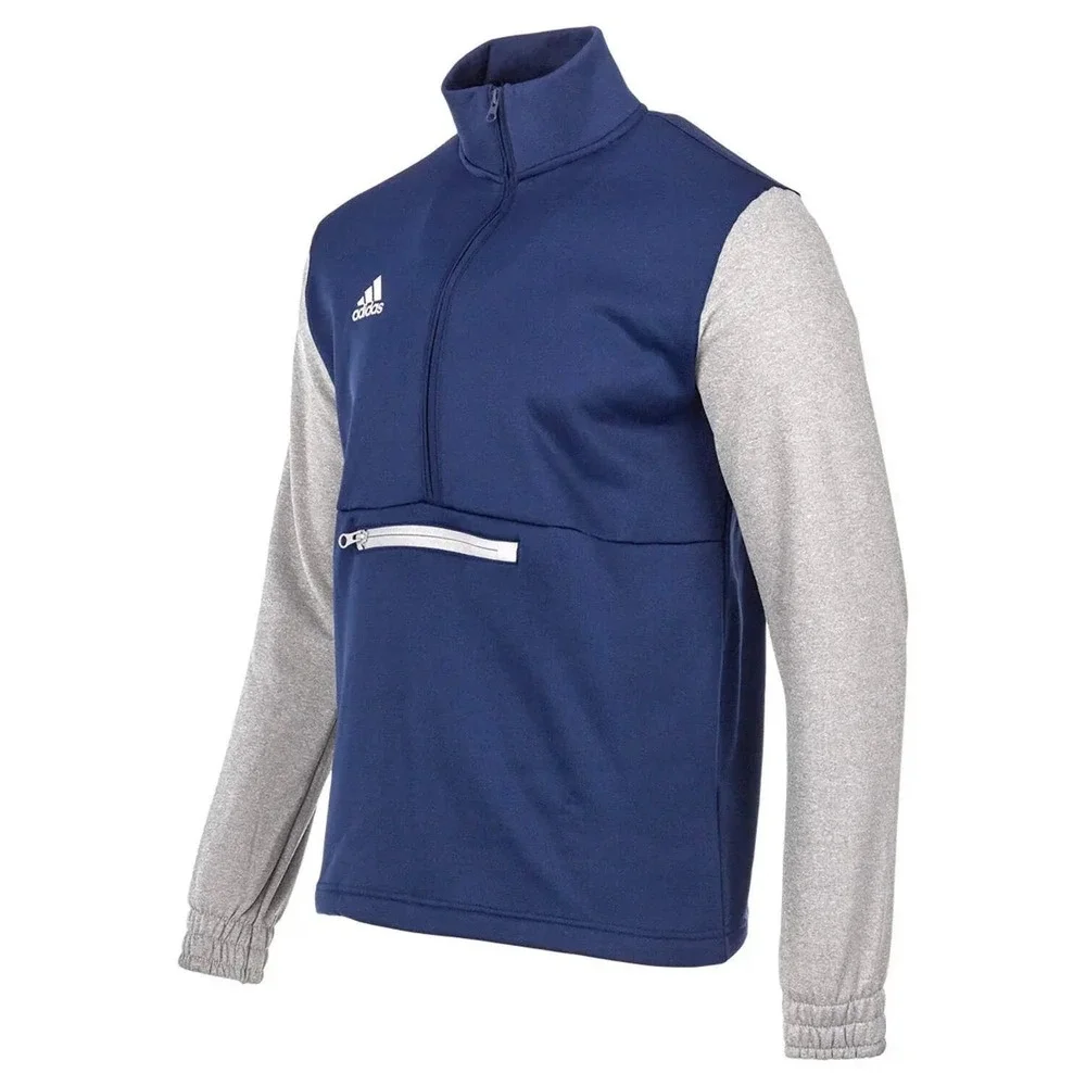 Adidas Men's 2XL Navy Gray Colorblock Quarter Zip Pullover Retro Athletic Jacket